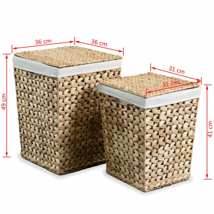 Laundry Basket Set 2 Pieces Water Hyacinth Xapann