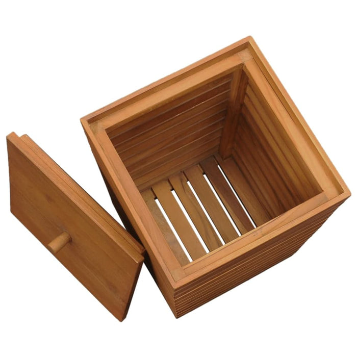 Laundry Basket 30x30x45 Cm Solid Teak Wood Xnkbia