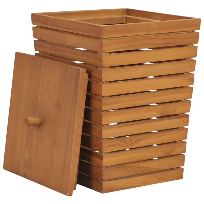 Laundry Basket 30x30x45 Cm Solid Teak Wood Xnkbia