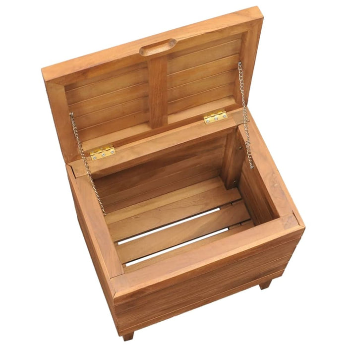 Laundry Basket 40x30x45 Cm Solid Teak Wood Xnkbip