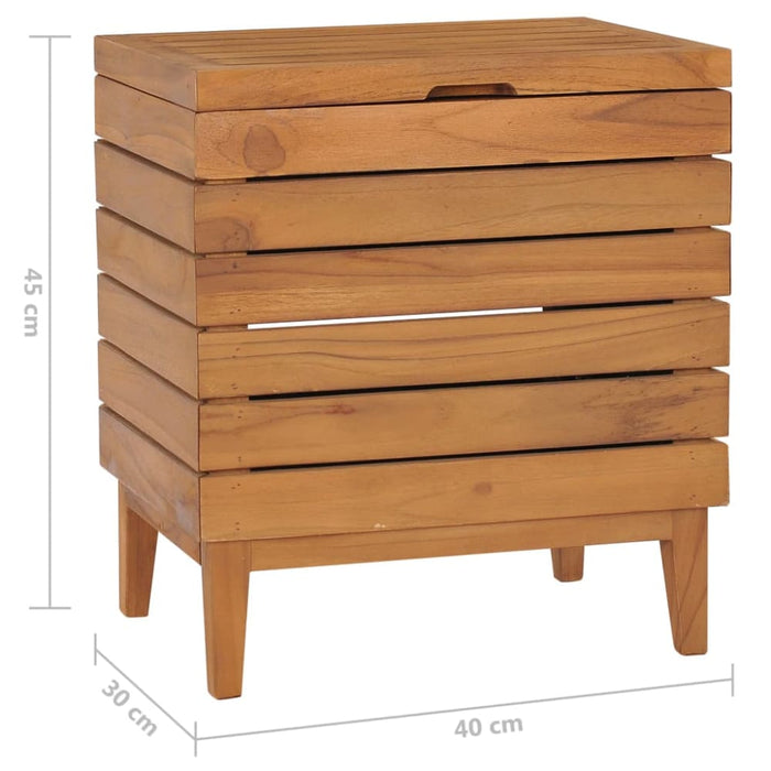 Laundry Basket 40x30x45 Cm Solid Teak Wood Xnkbip