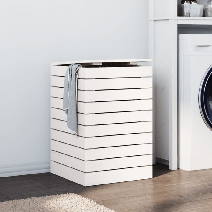 Laundry Basket White 44x44x66 Cm Solid Wood Pine Ntxton