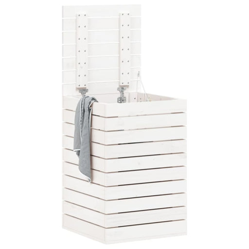 Laundry Basket White 44x44x66 Cm Solid Wood Pine Ntxton