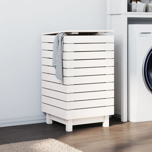 Laundry Basket White 44x44x76 Cm Solid Wood Pine Ntxtxx