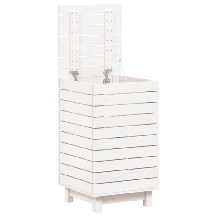 Laundry Basket White 44x44x76 Cm Solid Wood Pine Ntxtxx