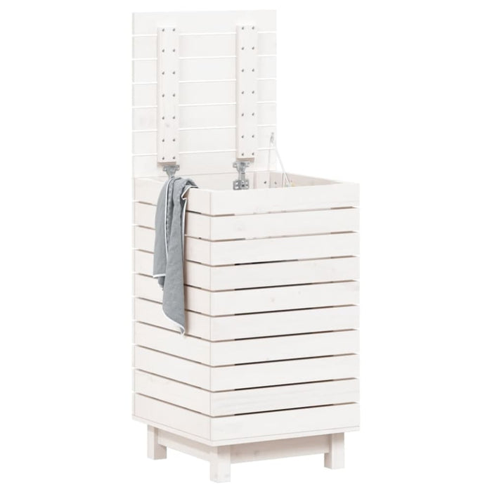 Laundry Basket White 44x44x76 Cm Solid Wood Pine Ntxtxx