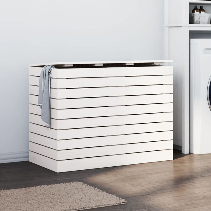 Laundry Basket White 88.5x44x66 Cm Solid Wood Pine Ntxtxb