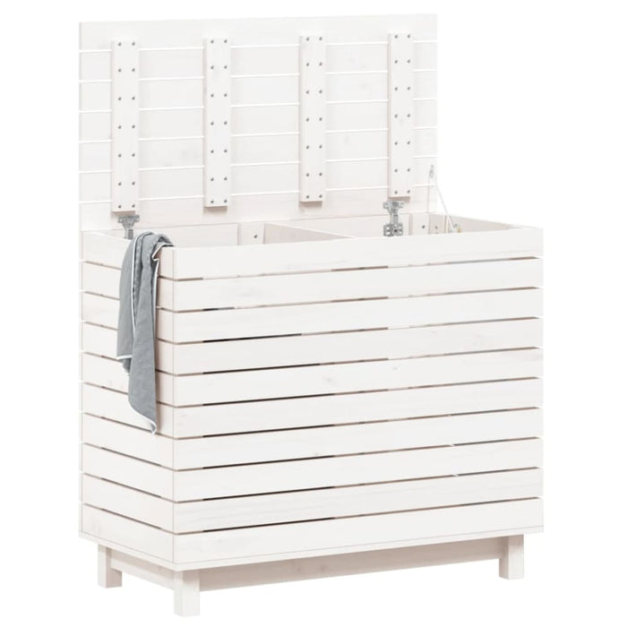 Laundry Basket White 88.5x44x76 Cm Solid Wood Pine Ntxtxa