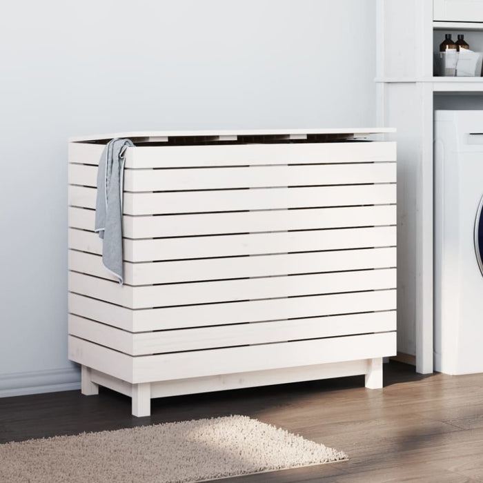 Laundry Basket White 88.5x44x76 Cm Solid Wood Pine Ntxtxa