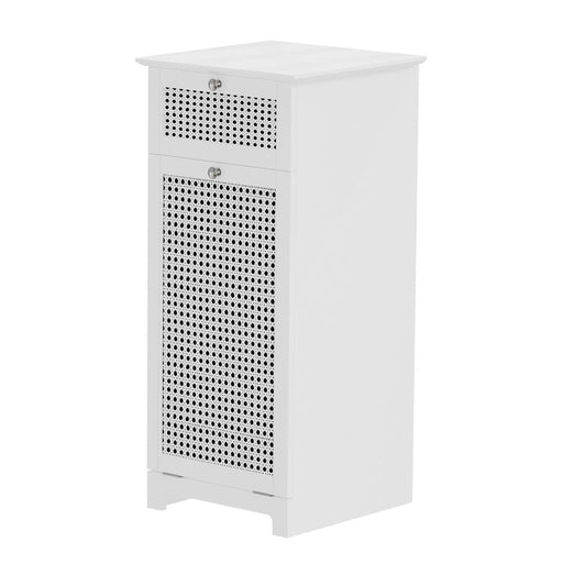 Laundry Hamper Cabinet Bathroom Storage White Rattan