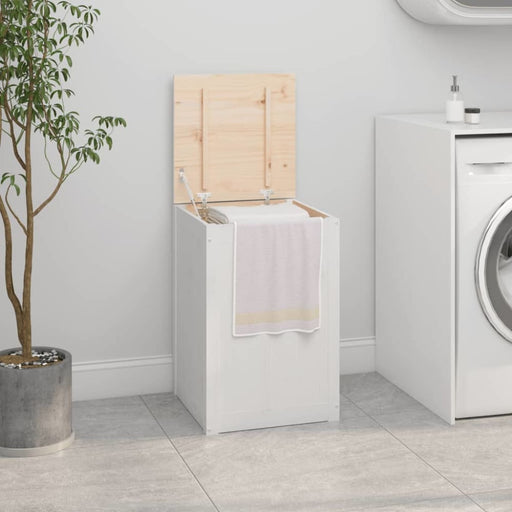 Laundry Box White 44x44x66 Cm Solid Wood Pine Nxtplp