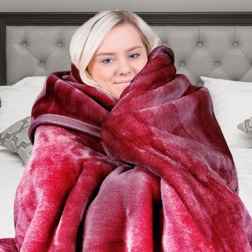 Laura Hill Faux Mink Blanket 800gsm Heavy Double-sided - Red