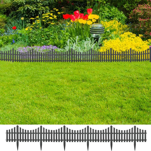 Lawn Edgings 17 Pcs Anthracite 10 m Pp Toalnx