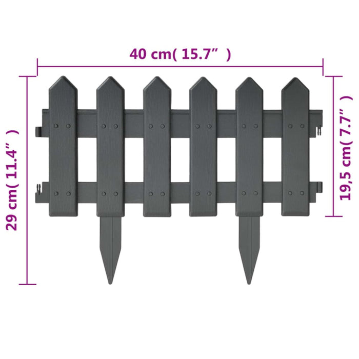 Lawn Edgings 25 Pcs Anthracite 10 m Polypropylene Tonxni