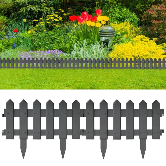 Lawn Edgings 25 Pcs Anthracite 10 m Polypropylene Tonxni