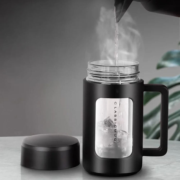 Leak Proof Double Glass Tea Cup with Handle