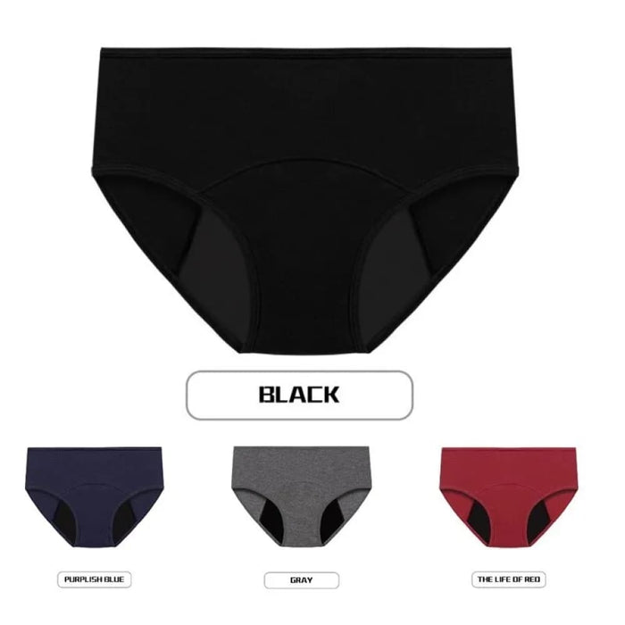 Leak Proof Menstrual Panties for Women and Men Black Cotton