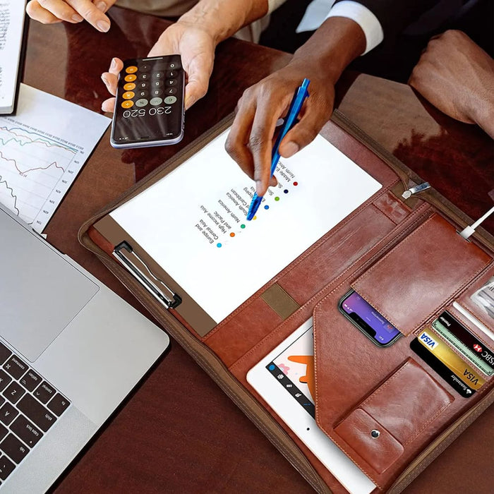 Leather A4 Conference Folder Business Stationery Organizer