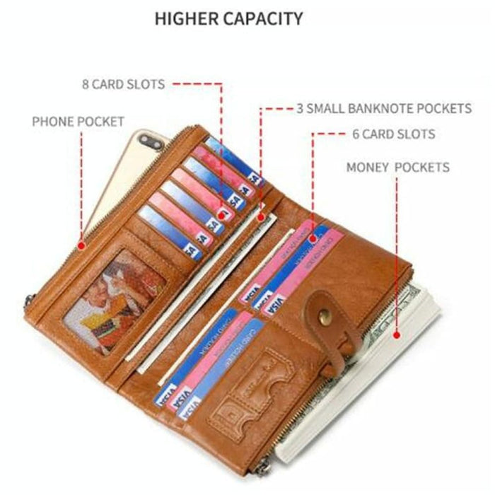 Leather Anti Theft Wallet With Card Slots