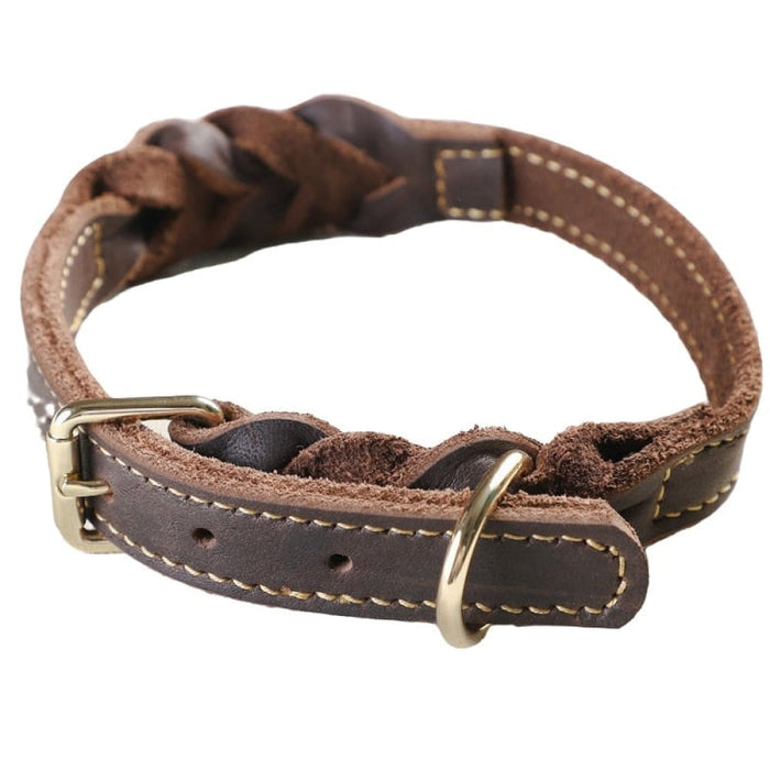 Leather Dog Collar with Copper Buckle
