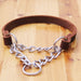 Leather Dog Collar with Stainless Steel Chain