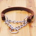 Leather Dog Collar with Stainless Steel Chain