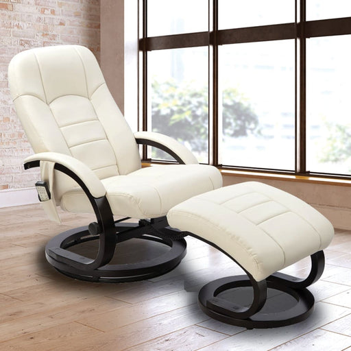 Pu Leather Deluxe Massage Chair Recliner Ottoman Lounge