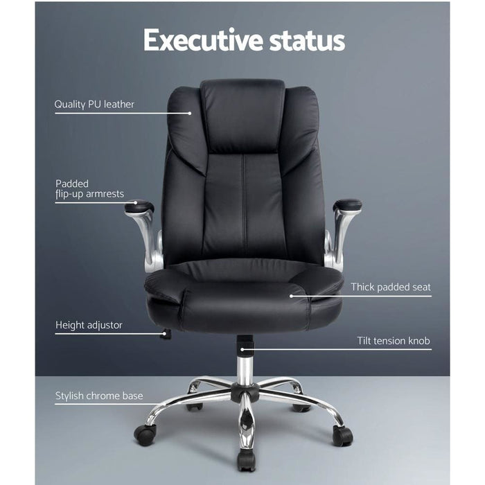 Pu Leather Executive Office Desk Chair - Black