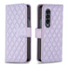 Leather Flip Wallet Case With Diamond Lattice For Samsung