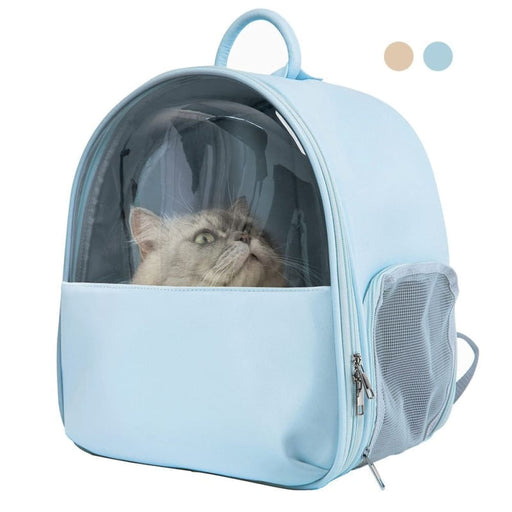 Leather Foldable Pet Backpack Travel Carrier For Small Cats