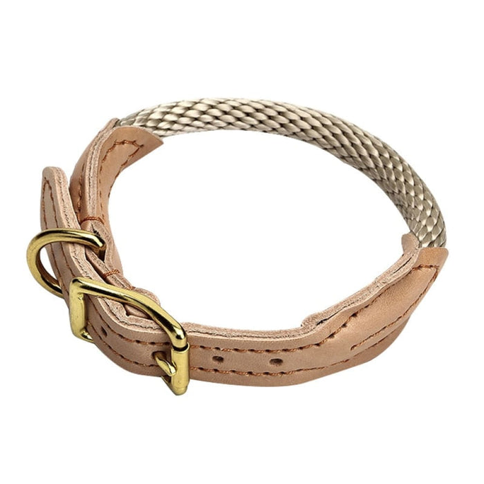 Leather & Hemp Rope Dog Collar with Copper Buckle