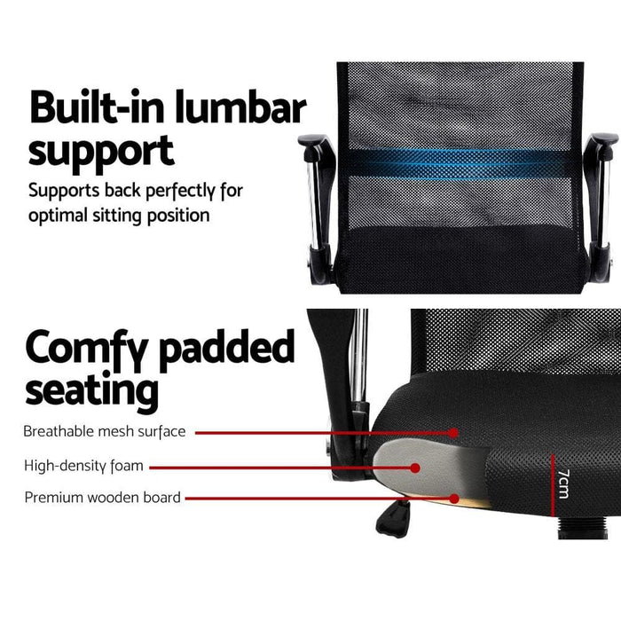 Pu Leather Mesh High Back Office Chair - Black