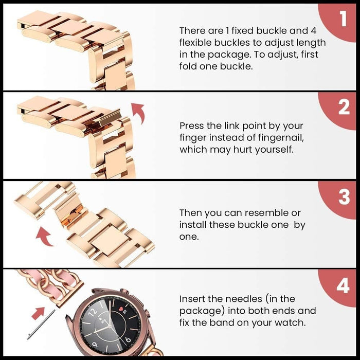 Leather Metal Loop Strap for Samsung Galaxy Watch