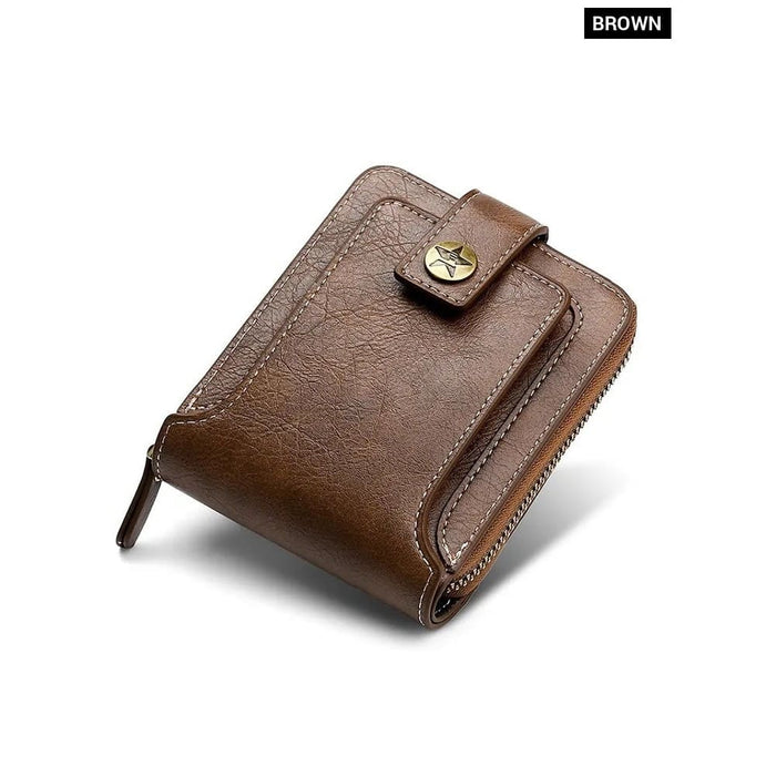 Pu Leather Short Horizontal Tri - fold Card Case Wallet