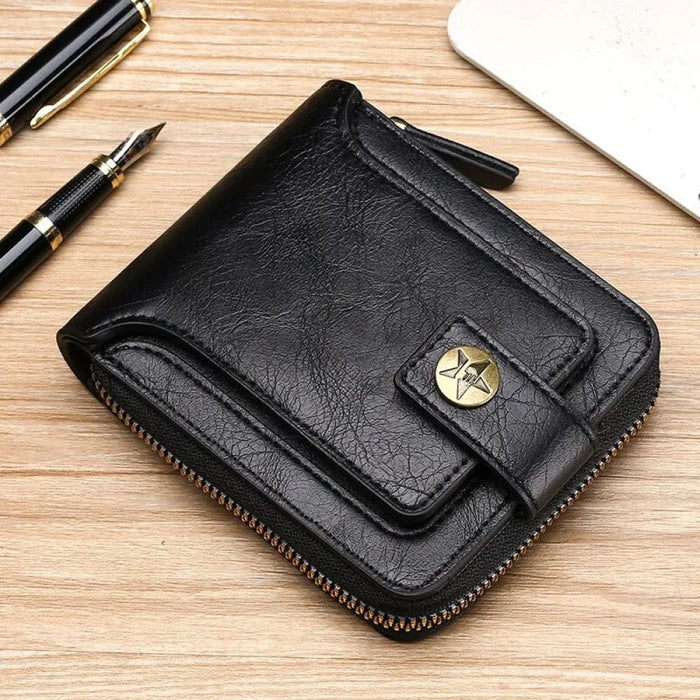 Pu Leather Short Horizontal Tri - fold Card Case Wallet