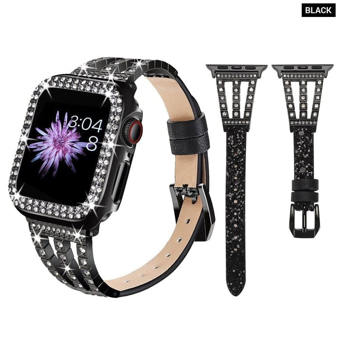 Leather Watchband Strap Case for Apple Watch