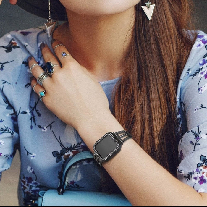 Leather Watchband Strap Case for Apple Watch