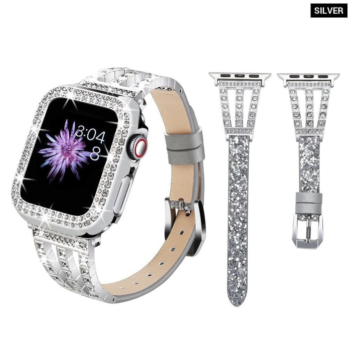 Leather Watchband Strap Case for Apple Watch