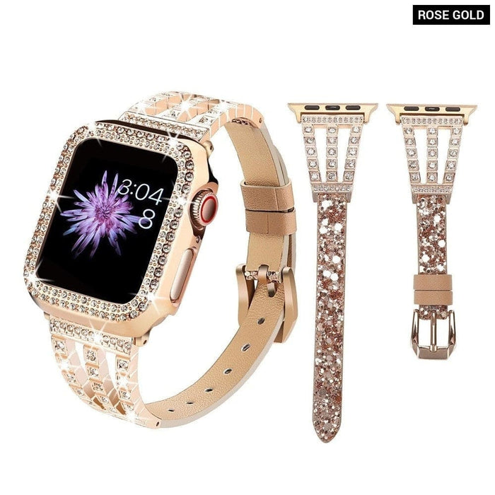 Leather Watchband Strap Case for Apple Watch