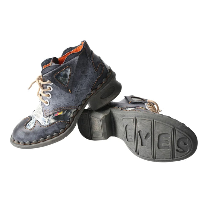 Leather Womens Ankle Shoes For Outdoor,medium Heel Floral