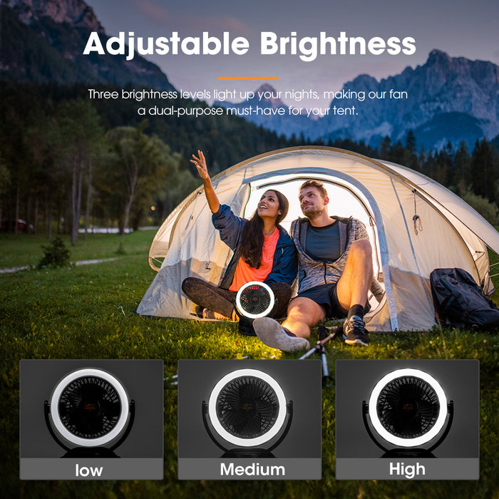 4 Pack San Hima 10000mAh Camping Fan Portable W/ LED Light USB Rechargeable Clip On