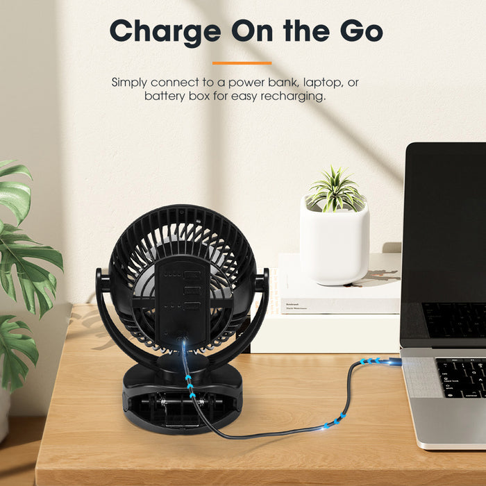 4 Pack San Hima 10000mAh Camping Fan Portable W/ LED Light USB Rechargeable Clip On