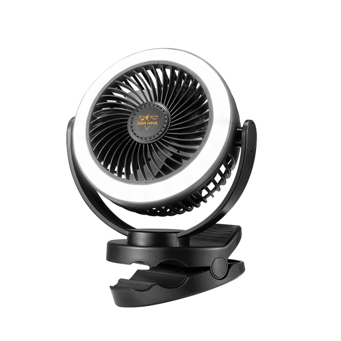 1 Pack San Hima 10000mAh Camping Fan Portable W/ LED Light USB Rechargeable Clip On