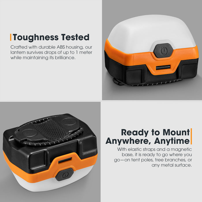 4X Led Camping Lights Amber White W/ Lithium Battery Rechargeable