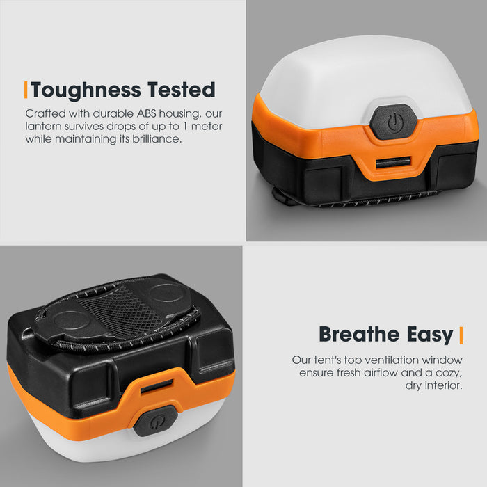 4Xled Camping Lantern Light Amber White W / Lithium Battery Rechargeable