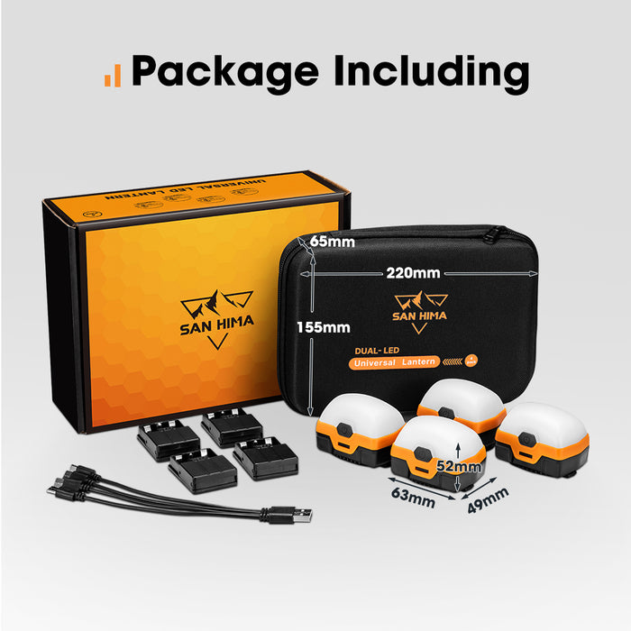 4Xled Camping Lantern Light Amber White W / Lithium Battery Rechargeable