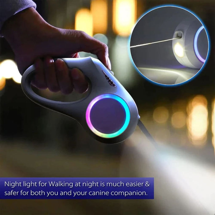 Led Retractable Dog Leash Rechargeable no Tangle Anti Slip