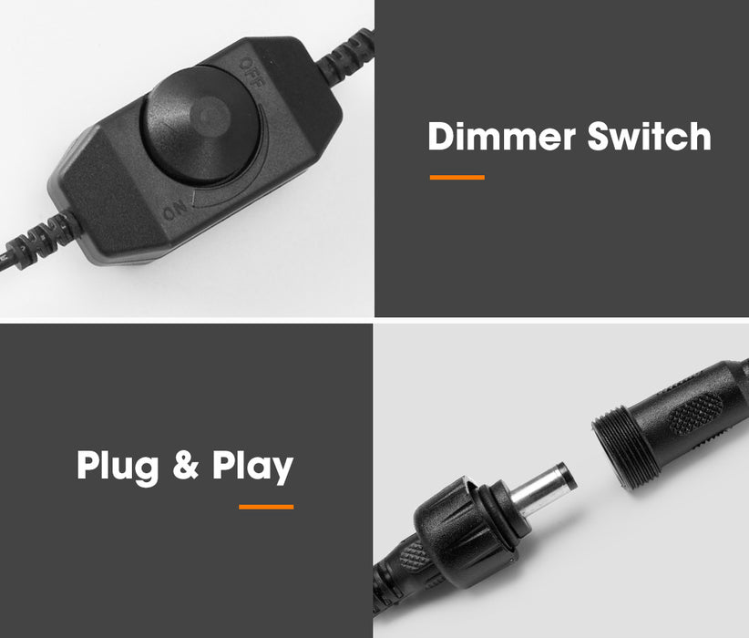 6Pcs 12V Led Strip Light Bar Waterproof Amber White Lights Camping Boat