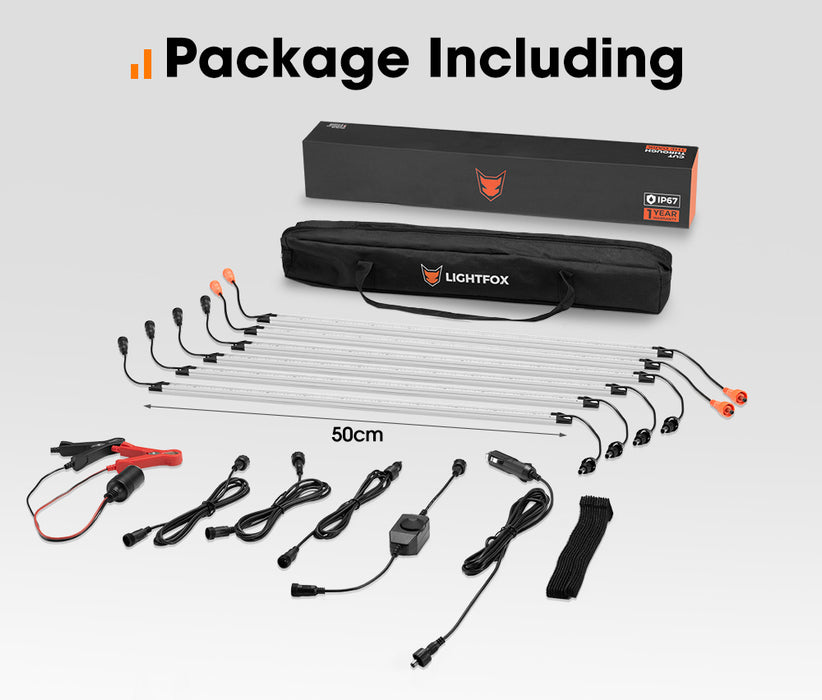 6Pcs 12V Led Strip Light Bar Waterproof Amber White Lights Camping Boat