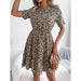 Leopard Print Ruffle a Line Dress